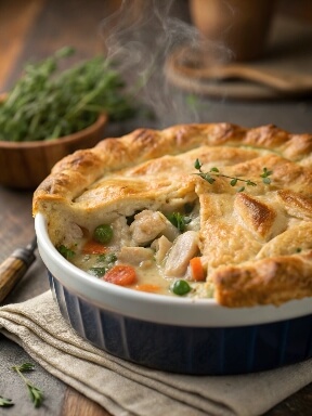 Chicken Pot Pie Casserole is a comforting dish that transforms the classic pot pie into a fuss-free, family-friendly bake. It’s loaded with tender chicken, mixed vegetables, and a creamy sauce, topped with golden, flaky biscuits or pie crust.