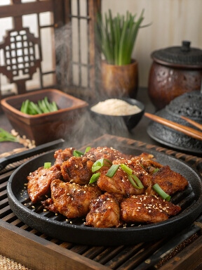 Korean BBQ Chicken is a flavorful and aromatic dish with a perfect balance of sweet, savory, and spicy flavors. The chicken is marinated in a delicious mix of Korean ingredients like gochujang (Korean chili paste) and soy sauce, then grilled to perfection. It’s perfect for a barbecue or a weeknight dinner.