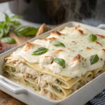 White Chicken Lasagna is a decadent, creamy pasta bake layered with tender chicken, a rich white sauce, spinach, and gooey cheese. It’s a luxurious twist on the classic lasagna that’s perfect for special occasions or cozy dinners.