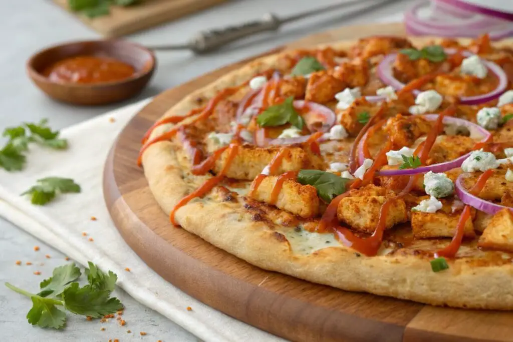 Buffalo Chicken Pizza combines the spicy, tangy flavor of buffalo sauce with tender chicken, creamy ranch or blue cheese dressing, and melted cheese. This pizza is perfect for game day or when you’re craving bold flavors.