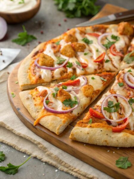 Butter Chicken Pizza combines the rich, creamy flavors of butter chicken with the cheesy goodness of pizza. This fusion recipe is a perfect blend of Indian and Italian cuisines, making it a crowd-pleaser with a unique twist!