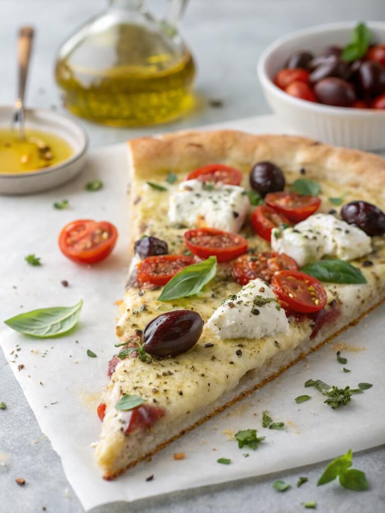 Greek Pizza is a flavorful Mediterranean-inspired dish topped with a combination of fresh vegetables, tangy feta cheese, and a drizzle of olive oil. With its vibrant colors and bold flavors, this pizza is a delightful twist on the classic.