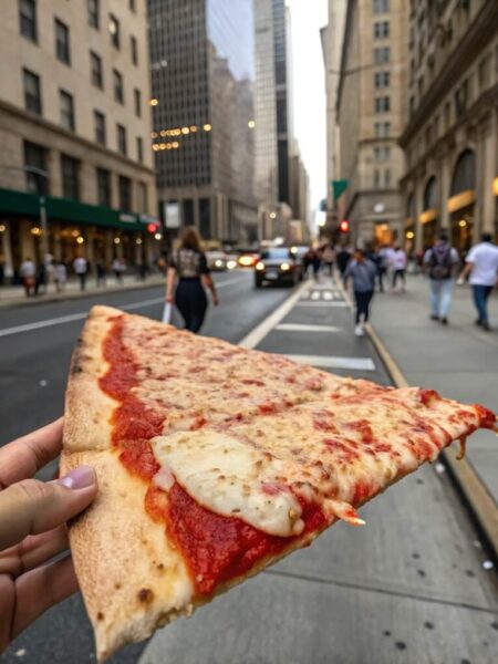 New York-Style Pizza is known for its large, thin crust and crispy-yet-chewy texture. With a generous layer of tangy tomato sauce, gooey mozzarella cheese, and a hint of oregano, it’s the quintessential slice for pizza lovers.